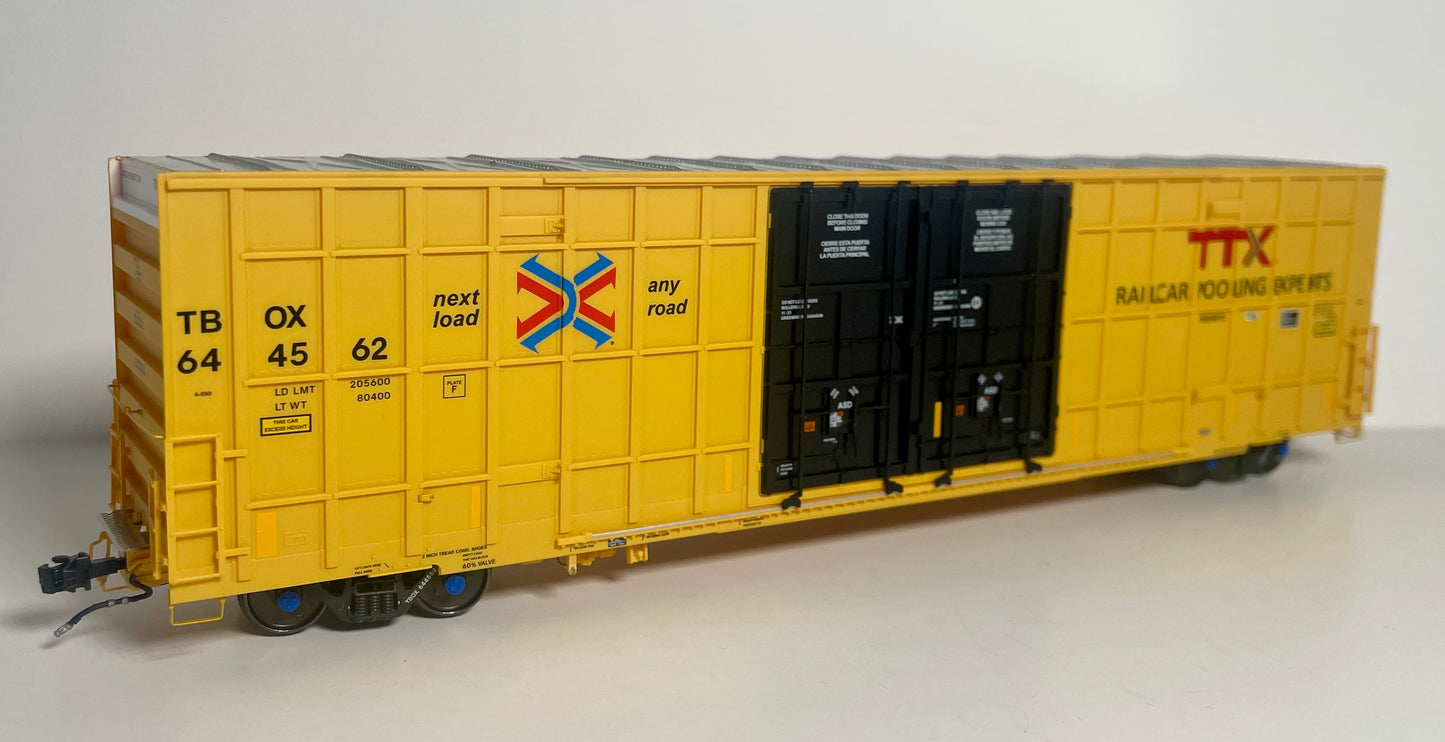 AURORA MINIATURES GREENBRIER 7550 CF 60' PLATE F BOXCAR TTX (TBOX) HIGH REPORTING MARKS