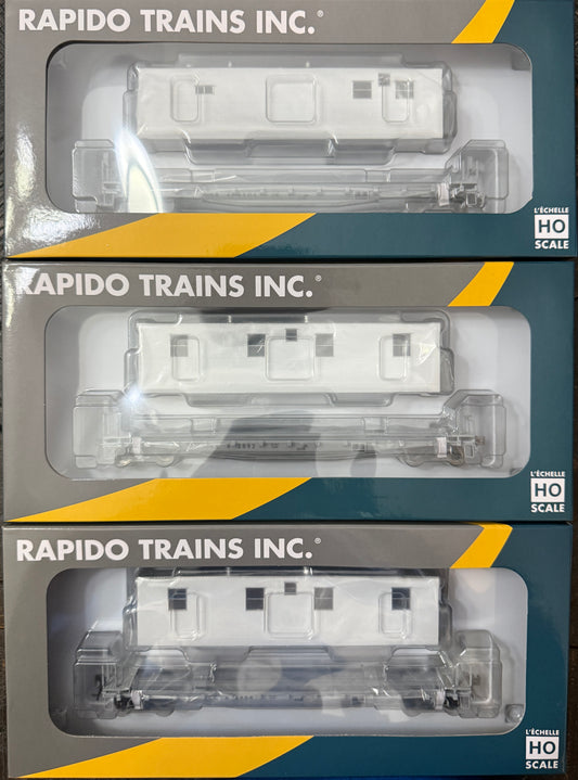 RAPIDO HO F30A 50' FLAT CAR W/CAMP VAN- CONRAIL MOW 3-Pack (KITCHEN, DINING, OFFICE) (Copy)