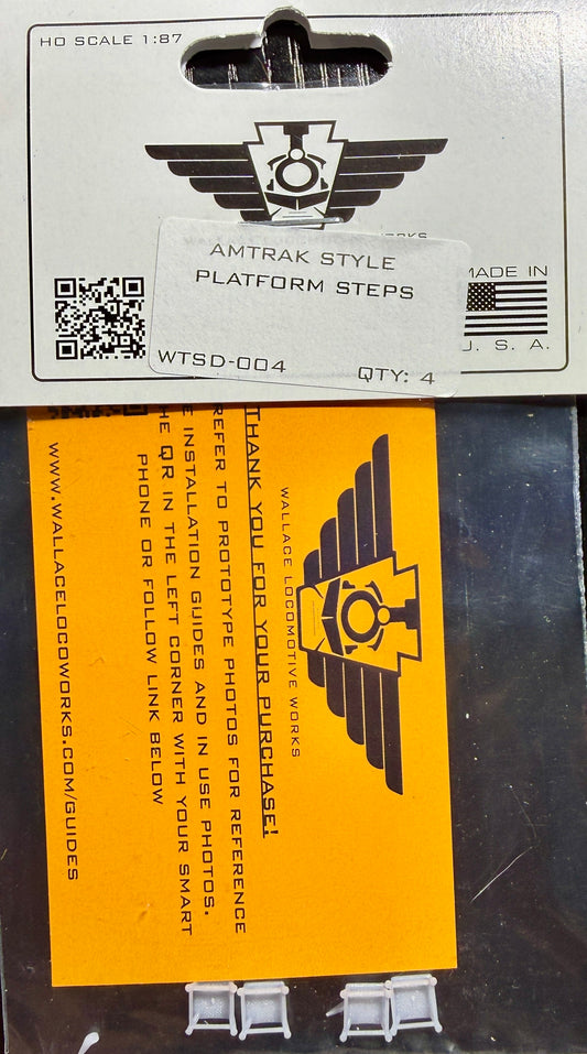WALLACE LOCO WORKS - AMTRAK STYLE PLATFORM STEPS (4 PACK)