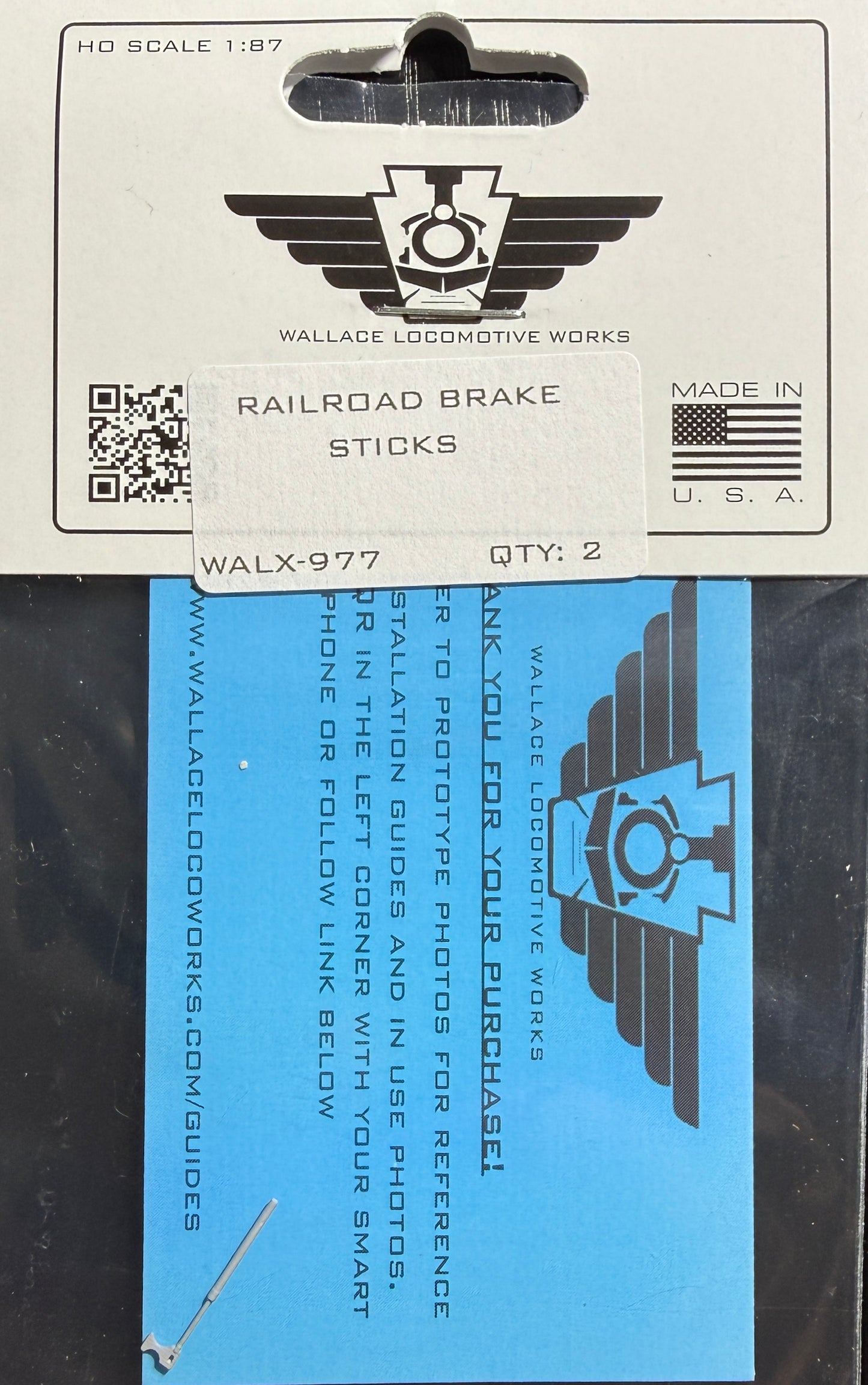 WALLACE LOCO WORKS - RAILROAD BRAKE STICKS