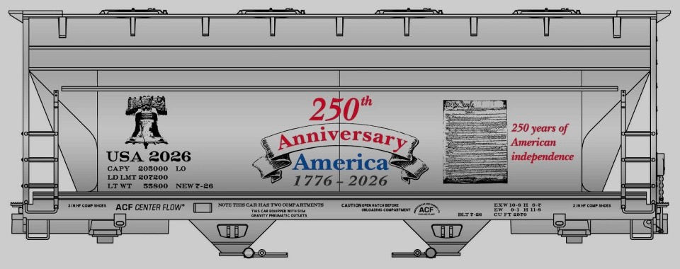 ACCURAIL ACF 2 BAY COVERED HOPPER KIT- AMERICA 250TH ANNIVERSARY 1776-2026