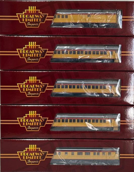 BROADWAY LIMITED 5 UNIT HEAVYWEIGHT PASSENGER CAR SET - CHESSIE STAEAM SPECIAL