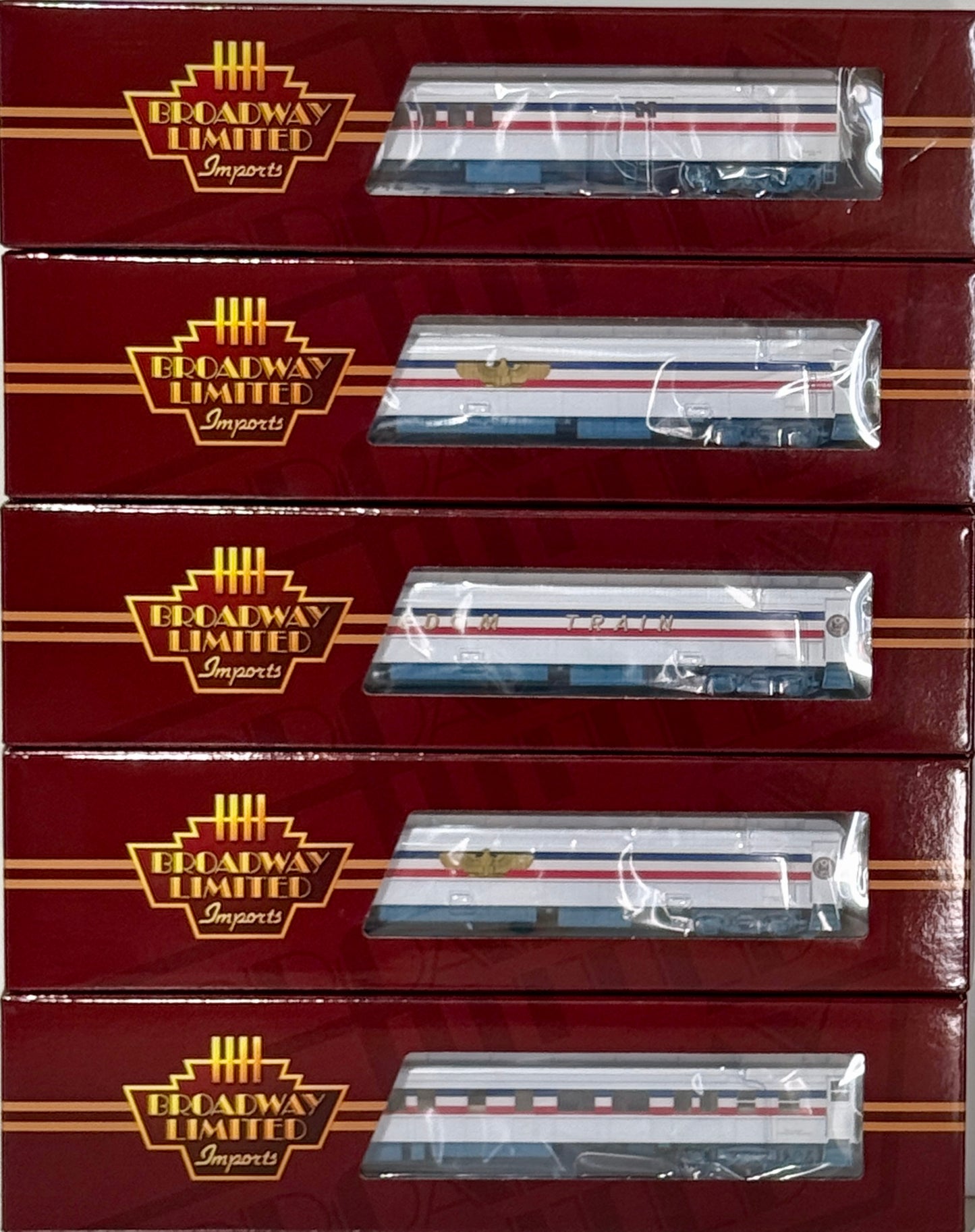 BROADWAY LIMITED 5 UNIT HEAVYWEIGHT PASSENGER CAR SET - AMERICAN FREEDOM TRAIN (1974)