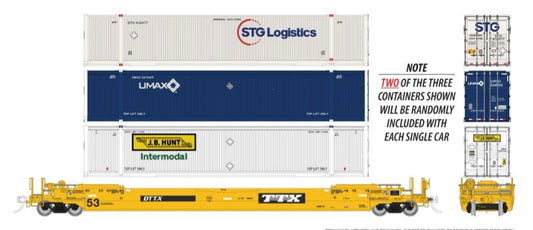 RAPIDO GUNDERSON 53ft HUSKY STACK WELL CAR (2 CONTAINERS) - TTX AS DELIVERED WITH US CONTAINERS