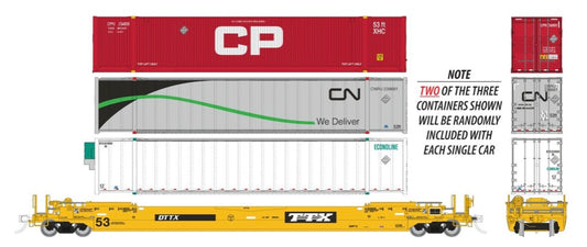 RAPIDO GUNDERSON 53ft HUSKY STACK WELL CAR (2 CONTAINERS) - TTX AS DELIVERED WITH CANADIAN CONTAINERS (Copy)