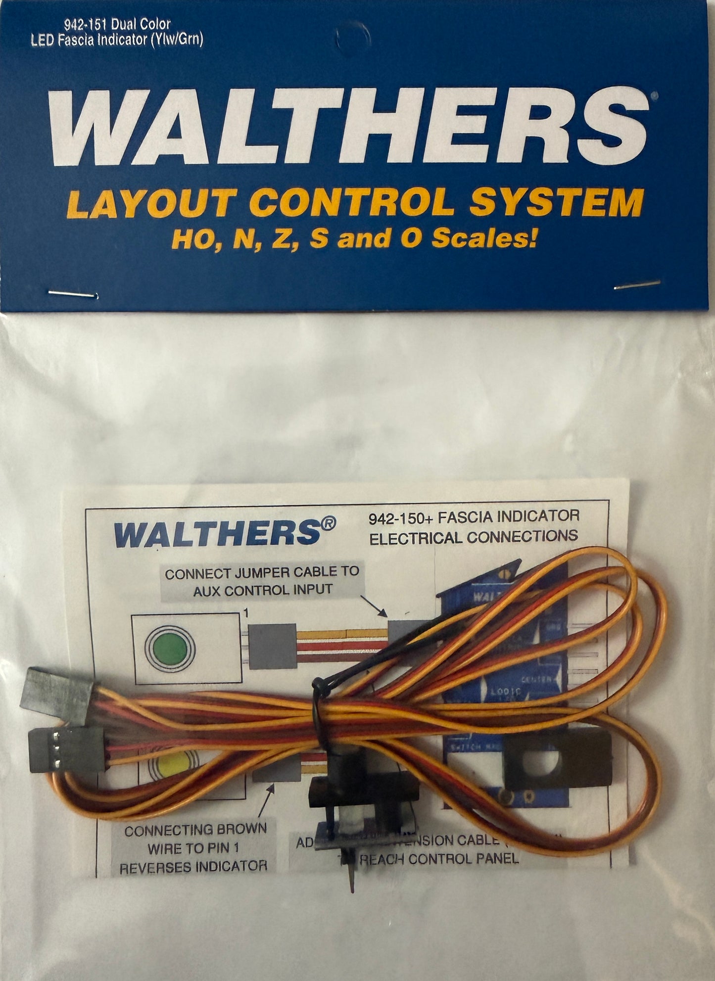 WALTHERS LAYOUT CONTROL SYSTEM - DUAL COLOR LED FASCIA INDIATOR (YELLOW/GREEN)