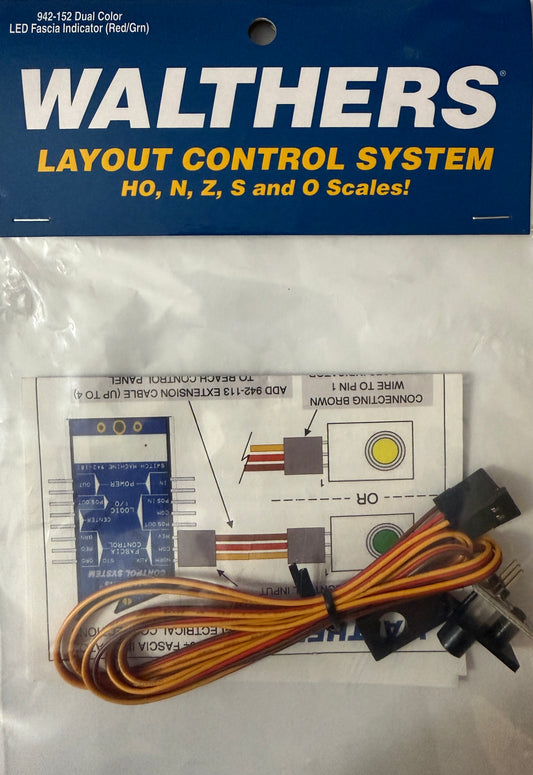 WALTHERS LAYOUT CONTROL SYSTEM - DUAL COLOR LED FASCIA INDICATOR (RED/GREEN)