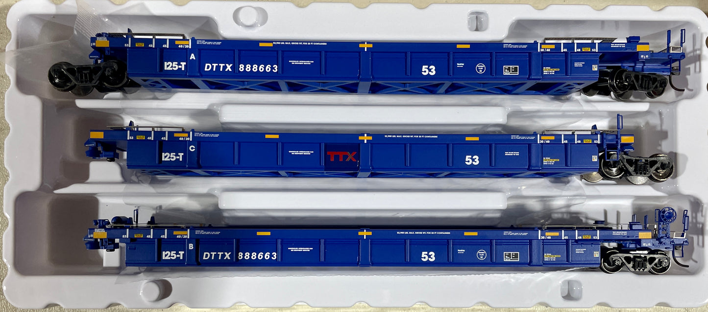 ATLAS MASTER THRALL 53' ARTICULATED WELL CAR (3 UNIT SET) TTX (EX-BRAN) FORWARD THINKING LOGO