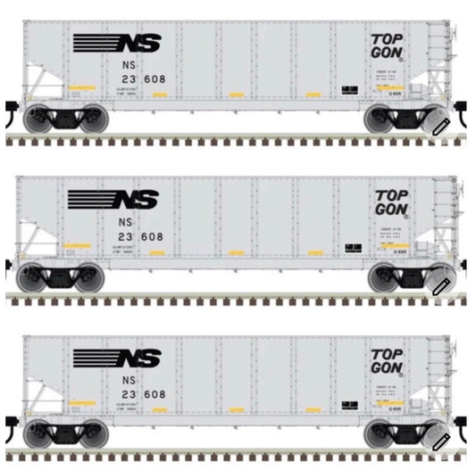 ATLAS MASTER "TOP GON" HOPPER - NORFOLK SOUTHERN G86R WITH CONSPICUITY STRIPES (3 PACK)