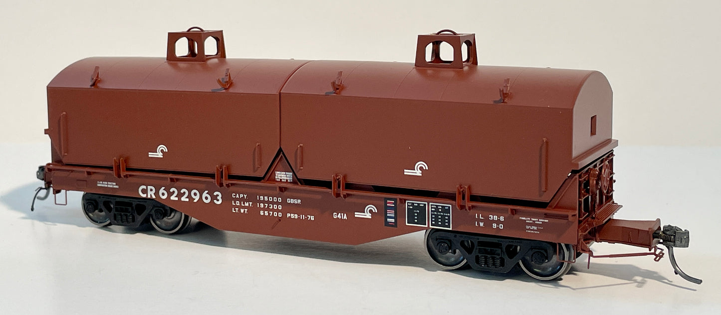 TANGENT PRR SAMUEL REA SHOPS G41A COIL STEEL GONDOLA - CONRAIL (WITH HOOD)