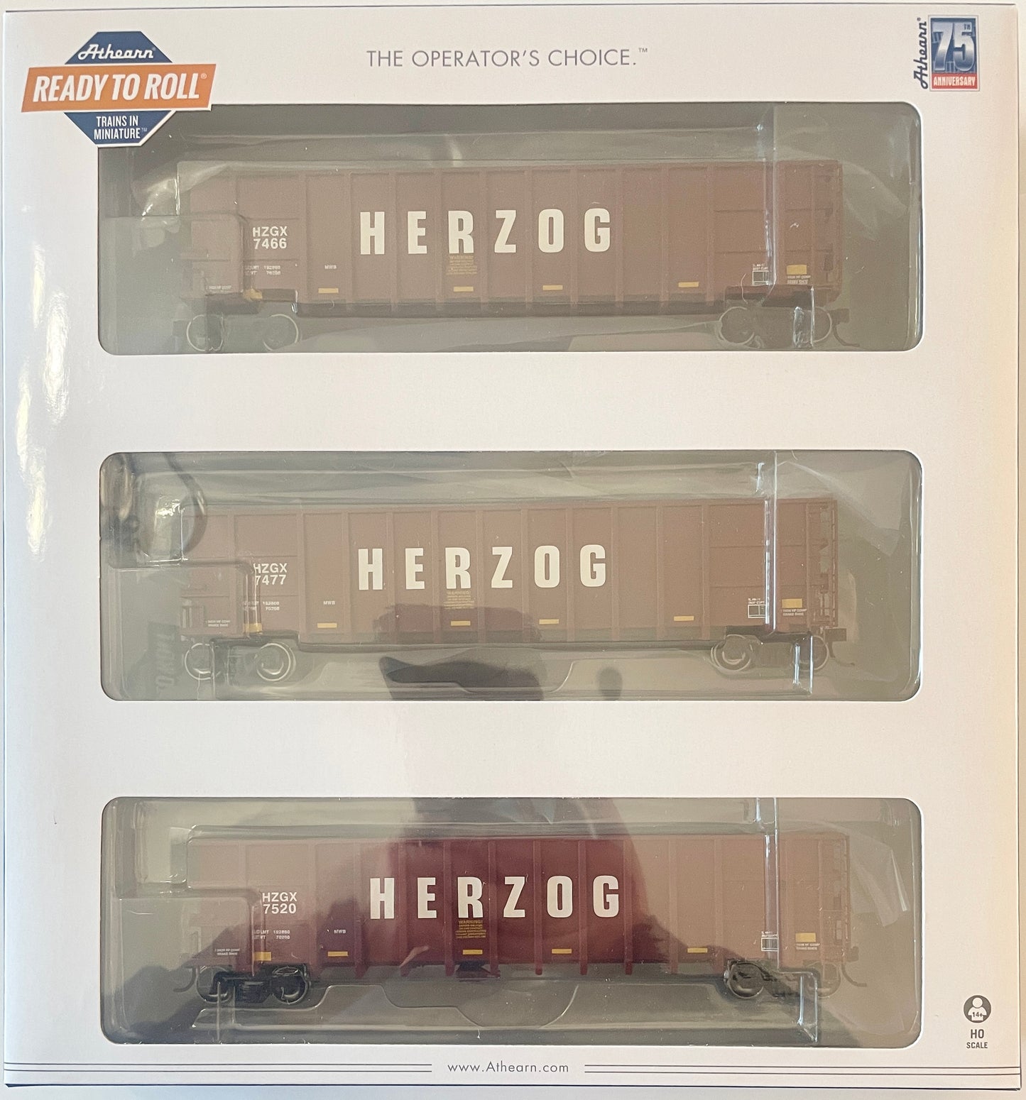 ATHEARN RTR 50' THRALL HIGH SIDE COAL GONDOLA - HERZOG HGZX  OXIDE RED (3 PACK)