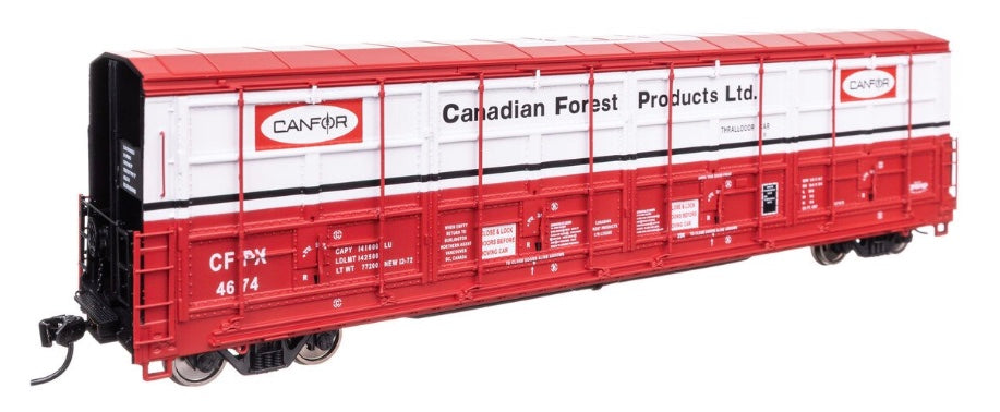 WALTHERS PROTO ALL DOOR BOXCAR - CANFOR (RED)