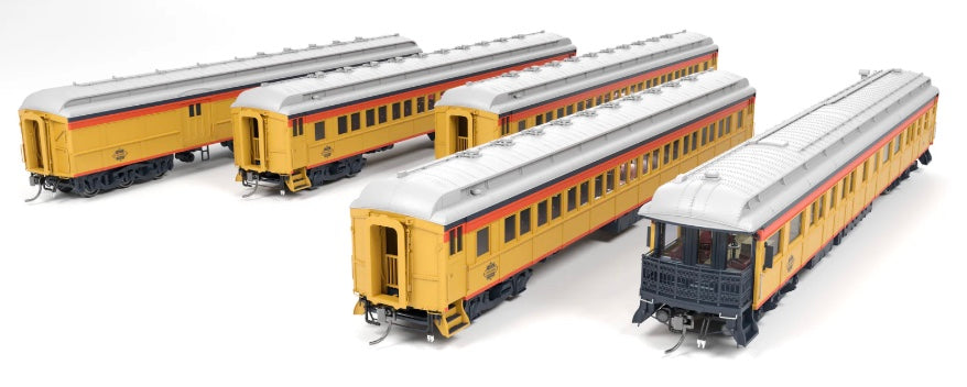BROADWAY LIMITED 5 UNIT HEAVYWEIGHT PASSENGER CAR SET - CHESSIE STAEAM SPECIAL