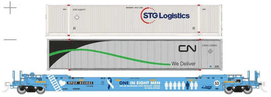 RAPIDO GUNDERSON 53ft HUSKY STACK WELL CAR (2 CONTAINERS) - RPDX "PROSTATE CANCER AWARENESS"