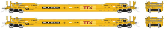 RAPIDO GUNDERSON 53ft HUSKY STACK WELL CARS 2 PACK (WELL CARS ONLY) -TTX PATCHED RED LOGO