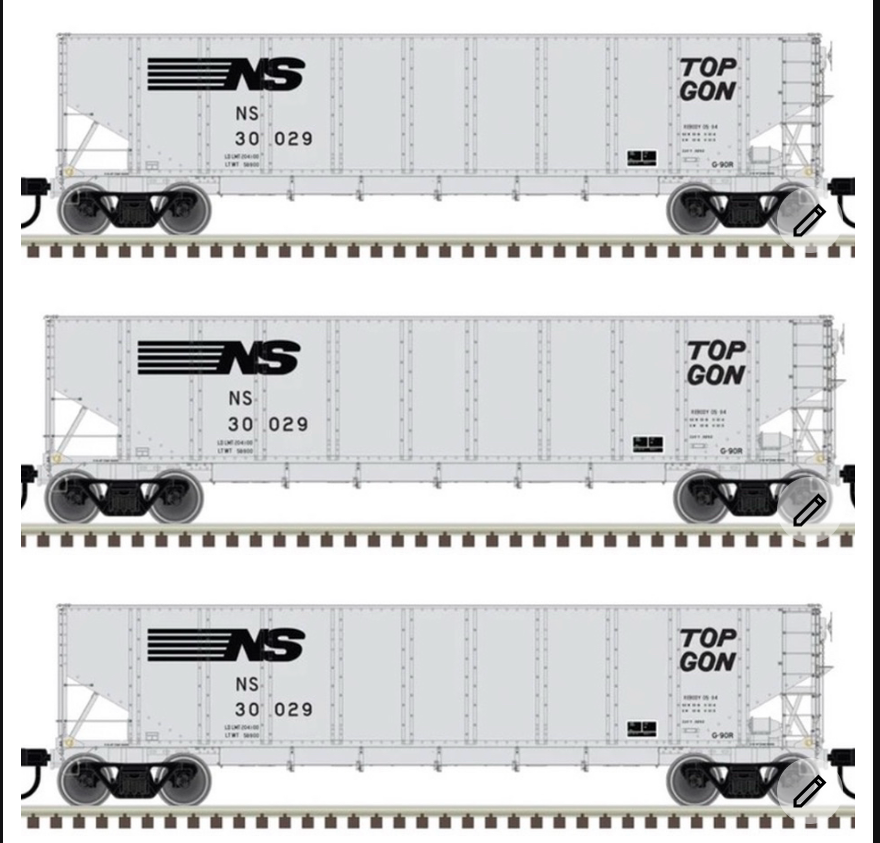 ATLAS MASTER "TOP GON" HOPPER - NORFOLK SOUTHERN G90R (3 PACK)